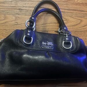 Coach Black Leather Satchel with 2 optional add on straps